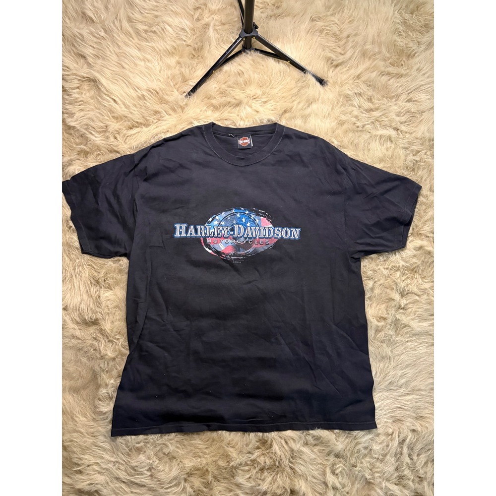 Vintage Harley Davidson World Oklahoma City Route 66 T-Shirt Mens 2XL Black 2002